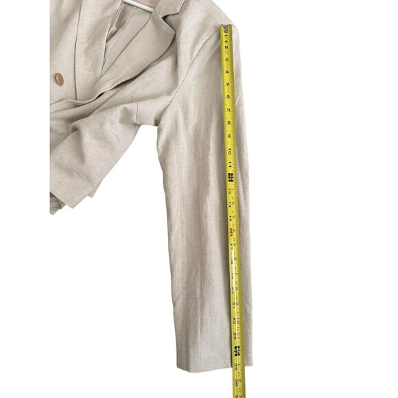 DOLAN Left Coast‎ Pleated-Back Cropped Blazer Gold Buttons Linen Blend Size L - Picture 7 of 8
